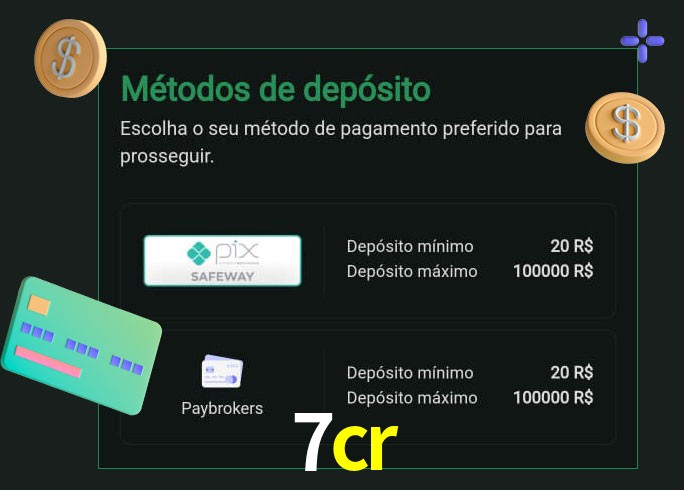 O cassino 7cr oferece uma grande variedade de métodos de pagamento